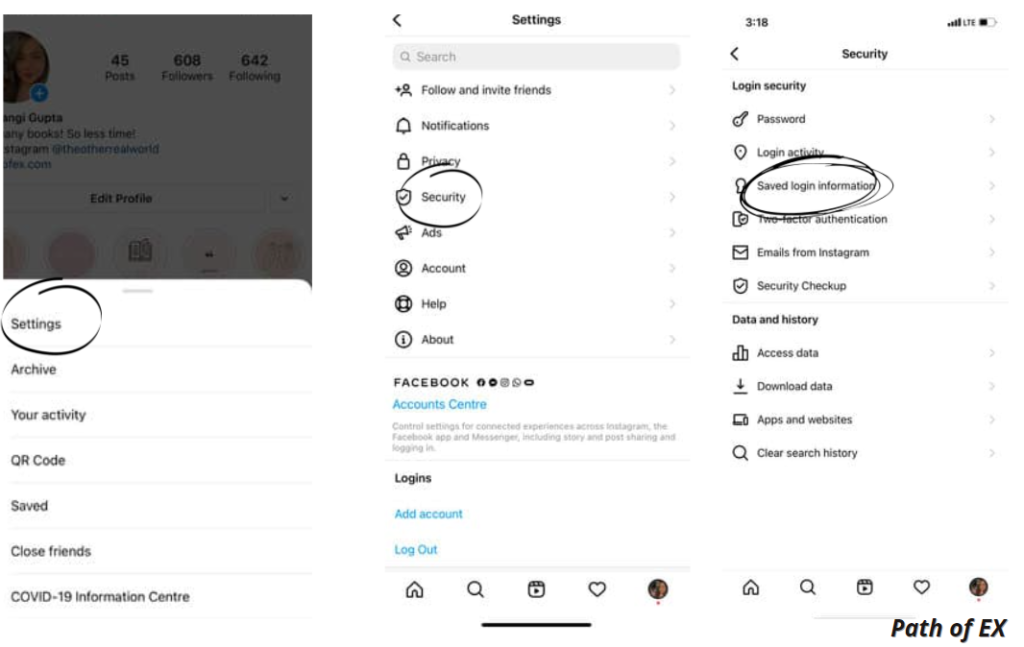 Remove remembered accounts on Instagram 
