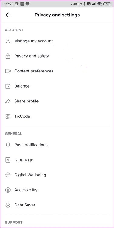settings and privacy icon image: how to get unbanned from tiktok