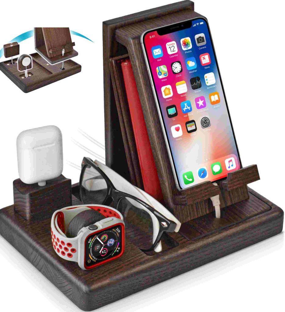 Wood Phone Docking Station; 25+ New Year Gift Ideas For Boys 