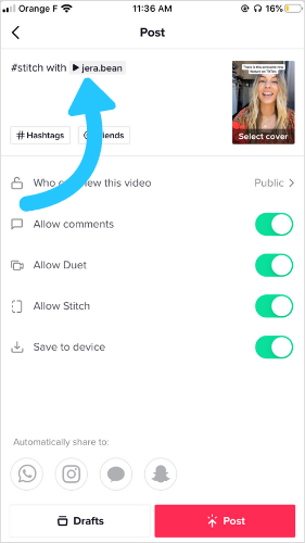 allow duet on post page image: how to stitch a video on tiktok
