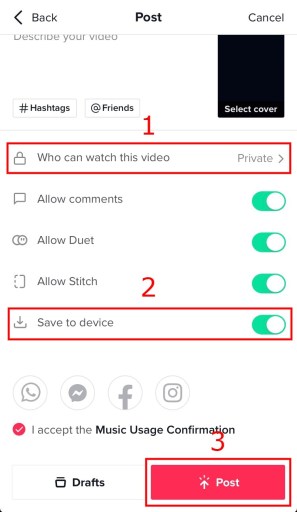 save video to device logo: how to transfer TikTok drafts to another phone
