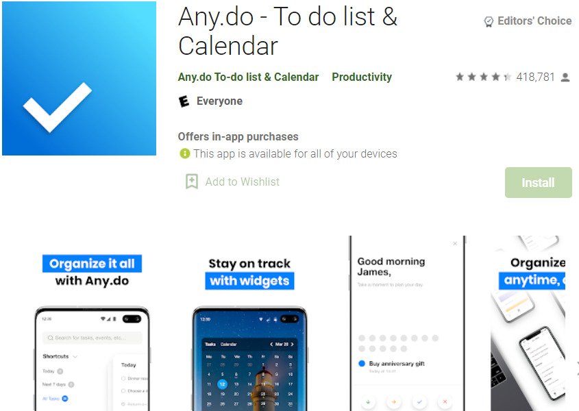 Calendar App by Any.do; Best Calendar Apps for Android in 2022