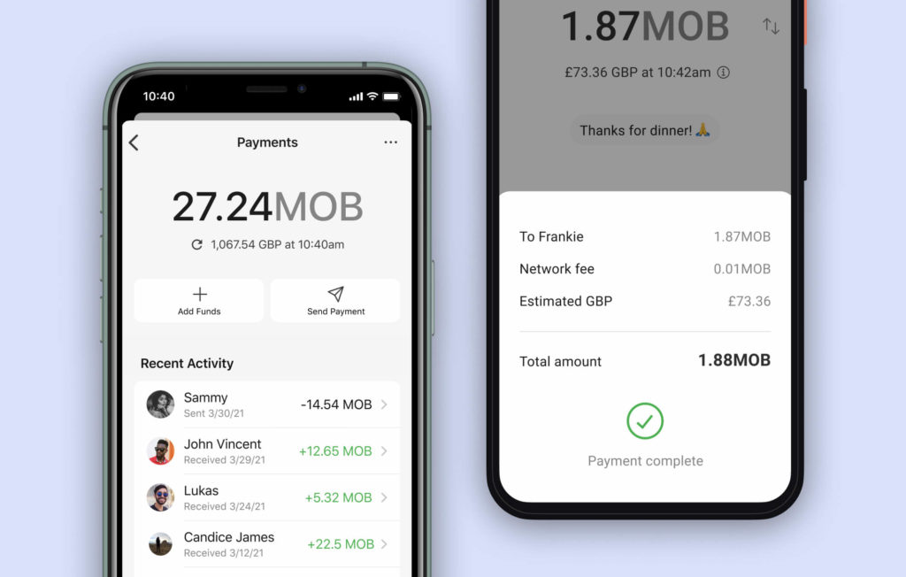 Signal payment via cryptocurrency MobileCoin