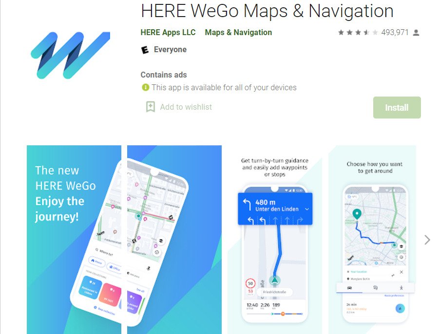 HERE WeGo Maps; Best Maps and Navigation Apps for Android in 2022