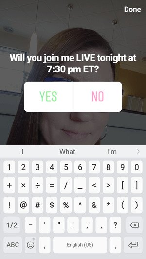 how to use polls in Instagram stories to engage your viewers: announcement of live session