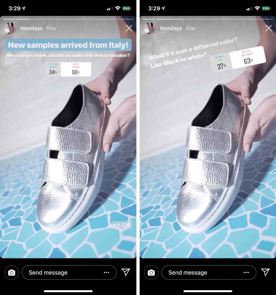 how to use polls in Instagram stories to engage your viewers: help in launch of new product