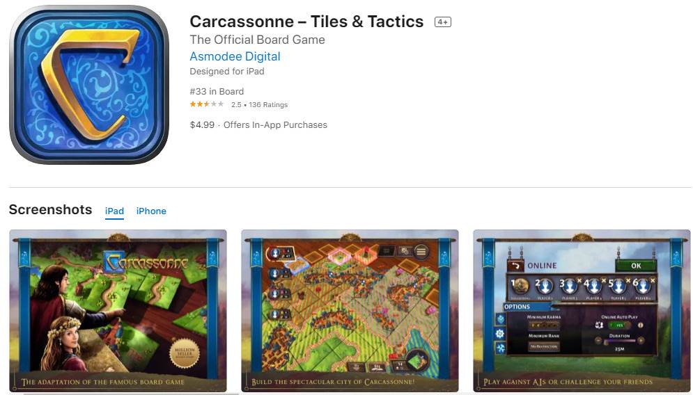 Carcassonne; Best Digital Board Game Apps for iPhone and iPad in 2022