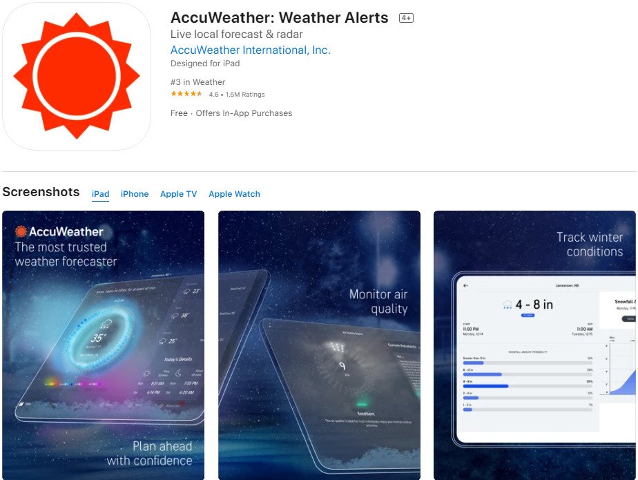 AccuWeather; 9 Best Weather Apps of 2022 | Download in Android and iPhone Now!