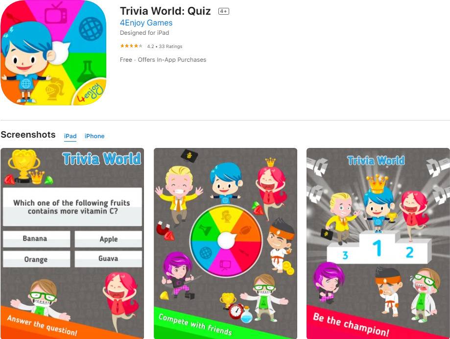 Trivia World; 5 Best Quiz Games for iPhone and iPad in 2022 | Games for Kids