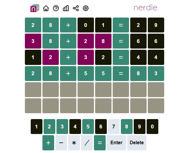 Nerdle Answer #56 of Thursday, 17 March 2022 | #56 All Modes