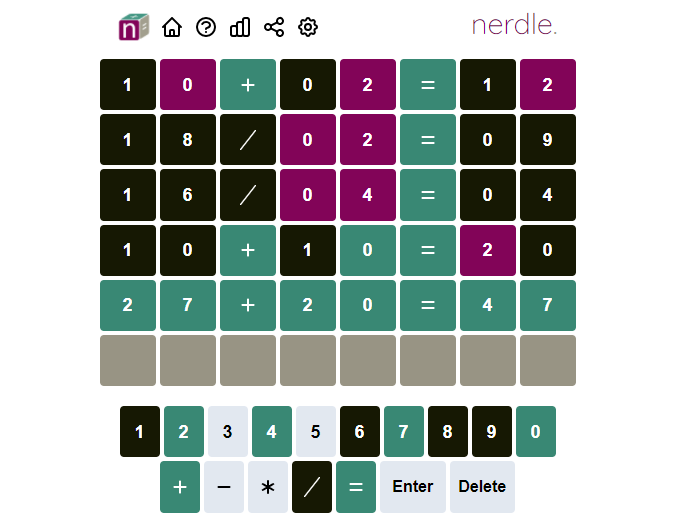 Nerdle Answer #60 of Monday, 21 March 2022 | #60 All Modes