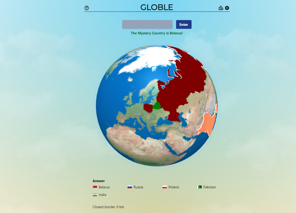 Globle Answer of March 29, 2022 is ‘BELARUS’