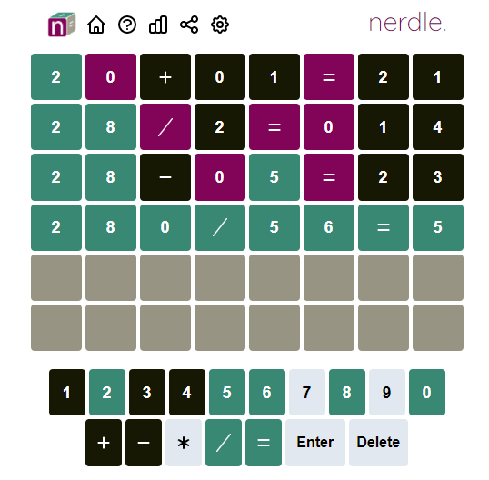 Nerdle Answer 66 of 27 March 2022 | #66 All Modes, Sunday