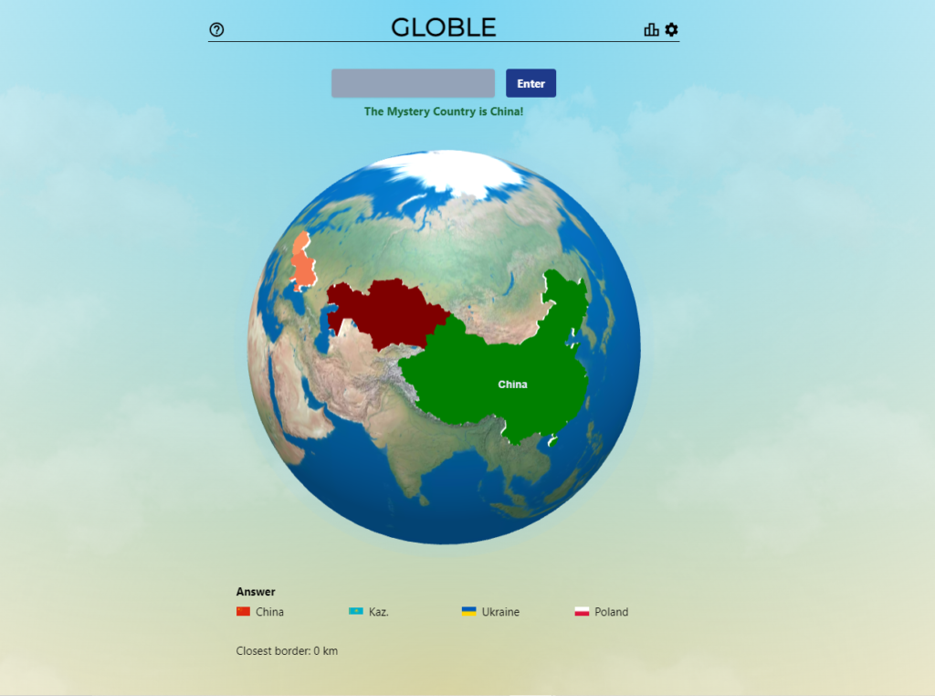 Globle Answer of March 31, 2022 is ‘CHINA’