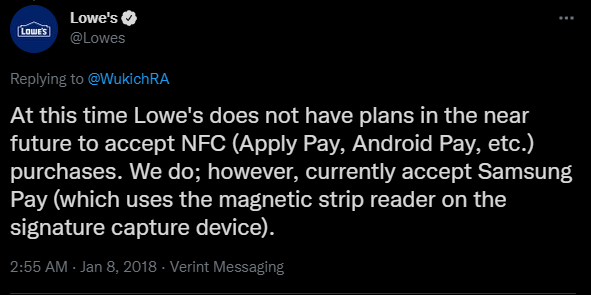 does lowe's take apple pay