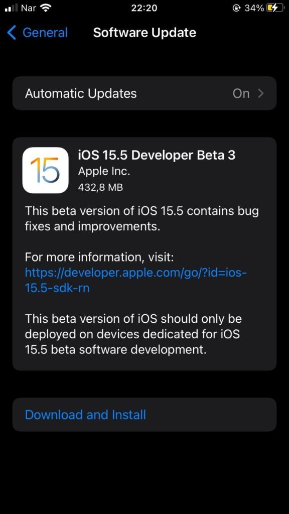 iPadOS 15.5 beta 3