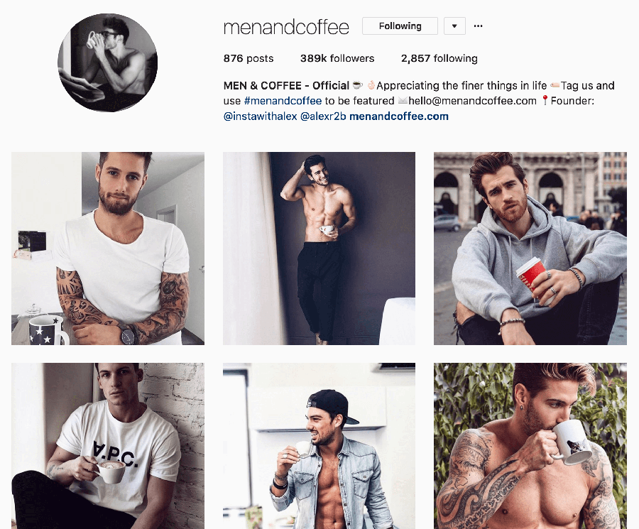 Men and coffee instagram page; comments for boys on Instagram
