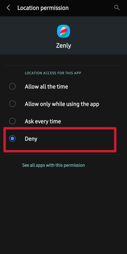 Steps for how to turn off location on Zenly