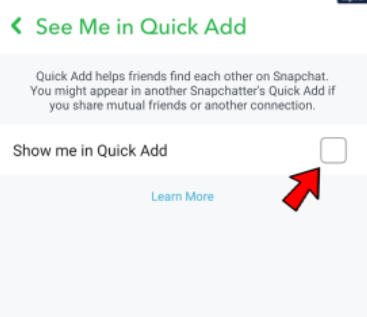 steps to turn off quick add on snapchat