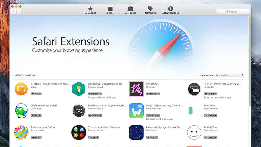 Safari Extensions screenshot ; How to add pinterest to safari extension