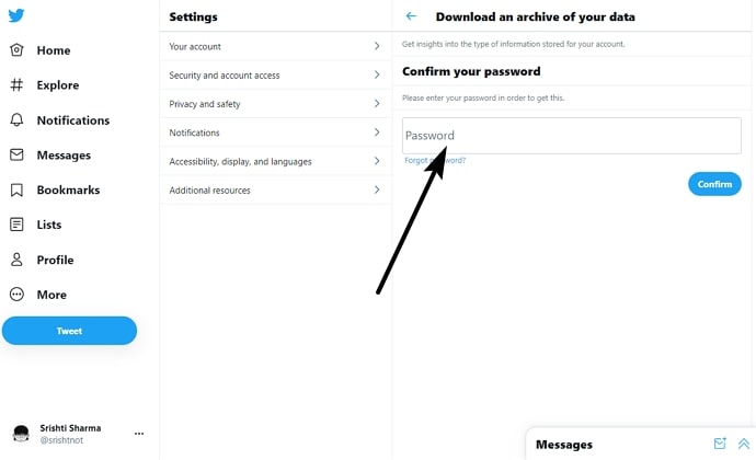 Downloading Twitter data ; How to find lost Twitter Dms