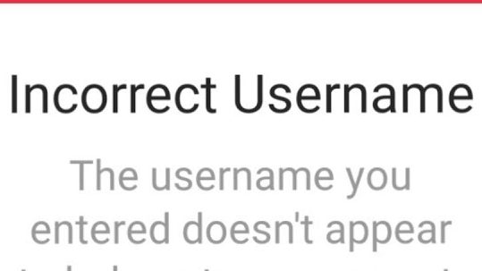 incorrect username ; 'User not found' Instagram error