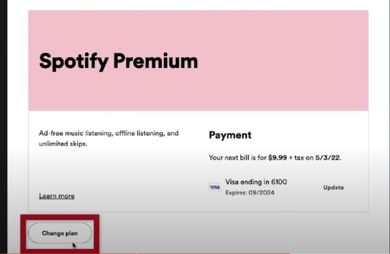 Spotify plans ; How to change your payment method on Spotify