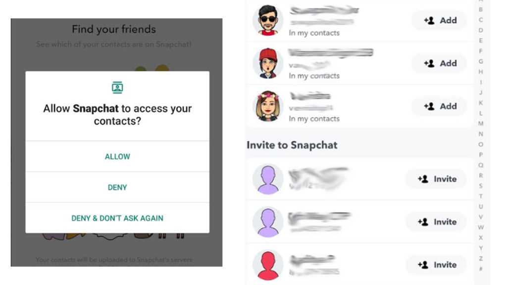 Give Snapchat access to your contacts