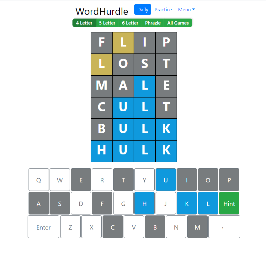 Evening Word Hurdle Answer of June 22, 2022, 4-letter word 