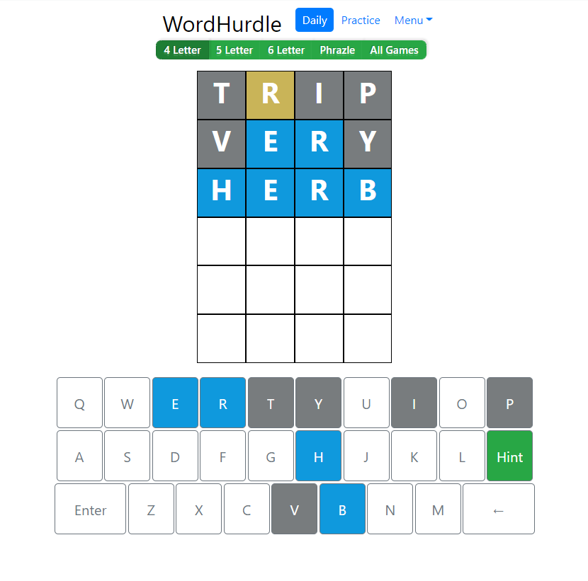 Evening Word Hurdle Answer of June 23, 2022, 4-letter word 