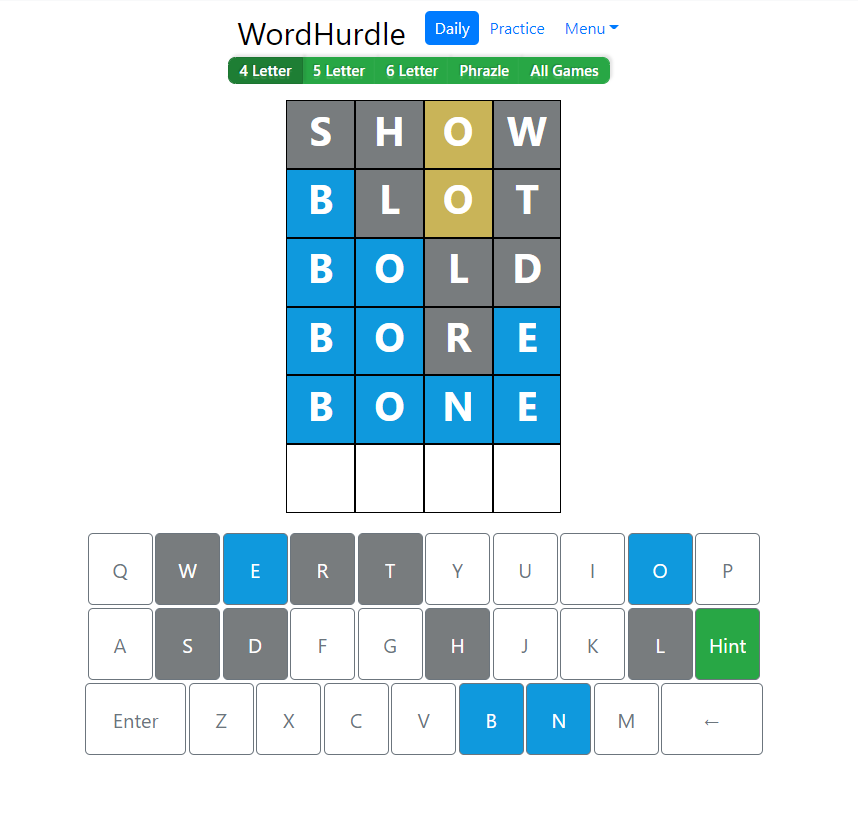 Morning Word Hurdle Answer of June 23, 2022, 4-Letter Word