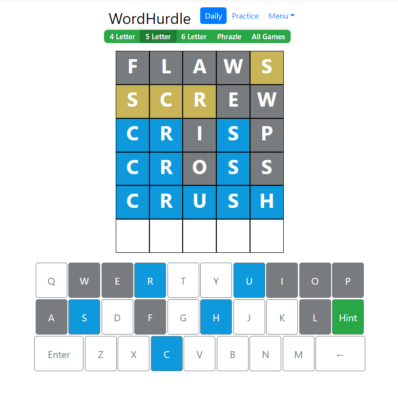Morning Word Hurdle Answer of June 23, 2022, 5-Letter Word