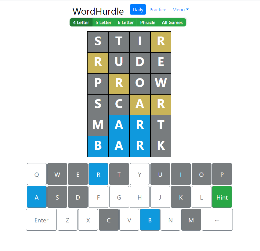 Morning Word Hurdle Answer of June 24, 2022, 4-Letter Word