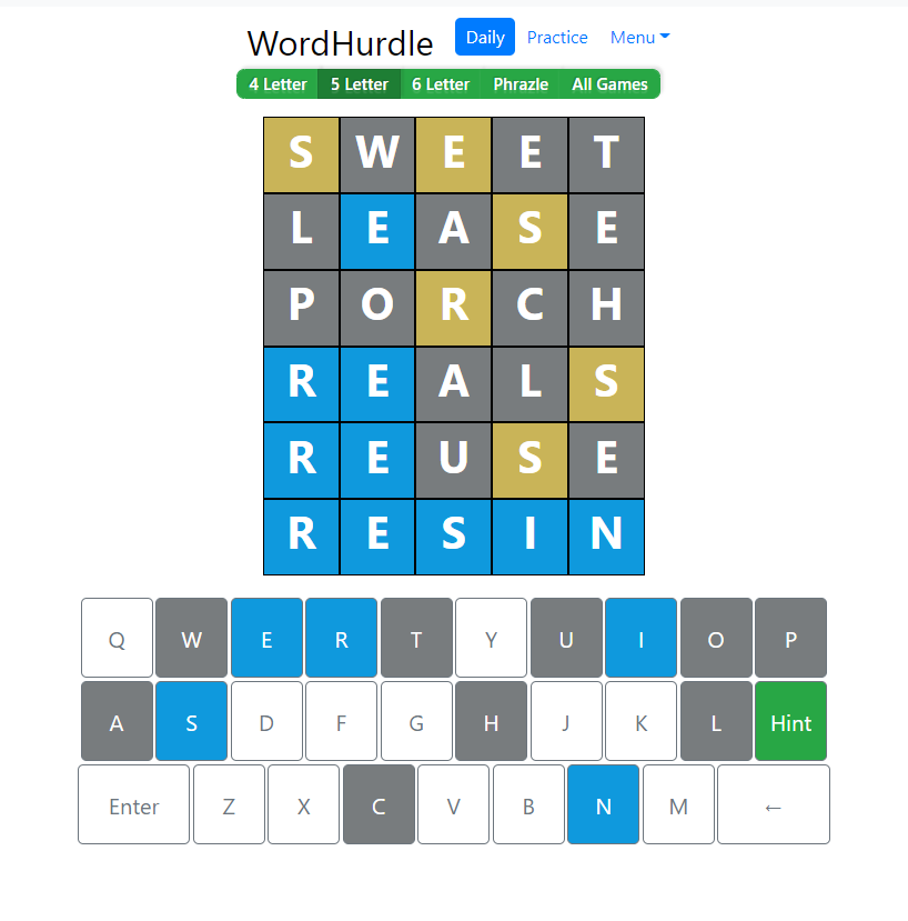 Evening Word Hurdle Answer of June 24, 2022, 5-letter word 