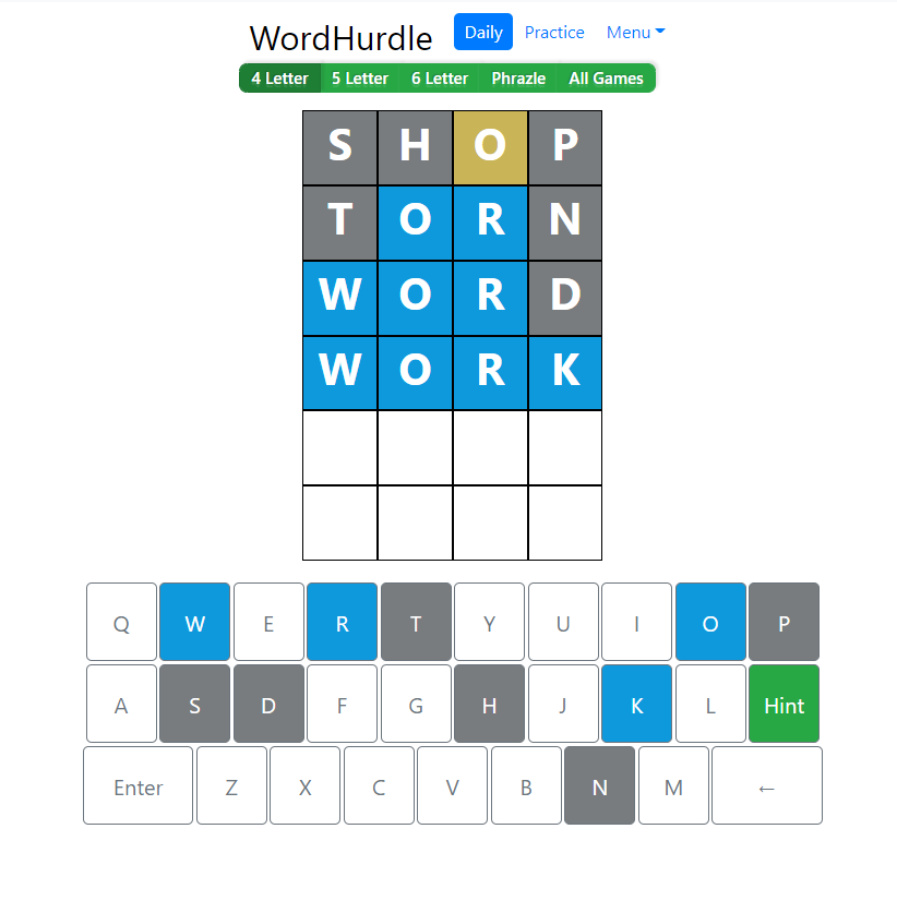 Morning Word Hurdle Answer of June 25, 2022, 4-Letter Word