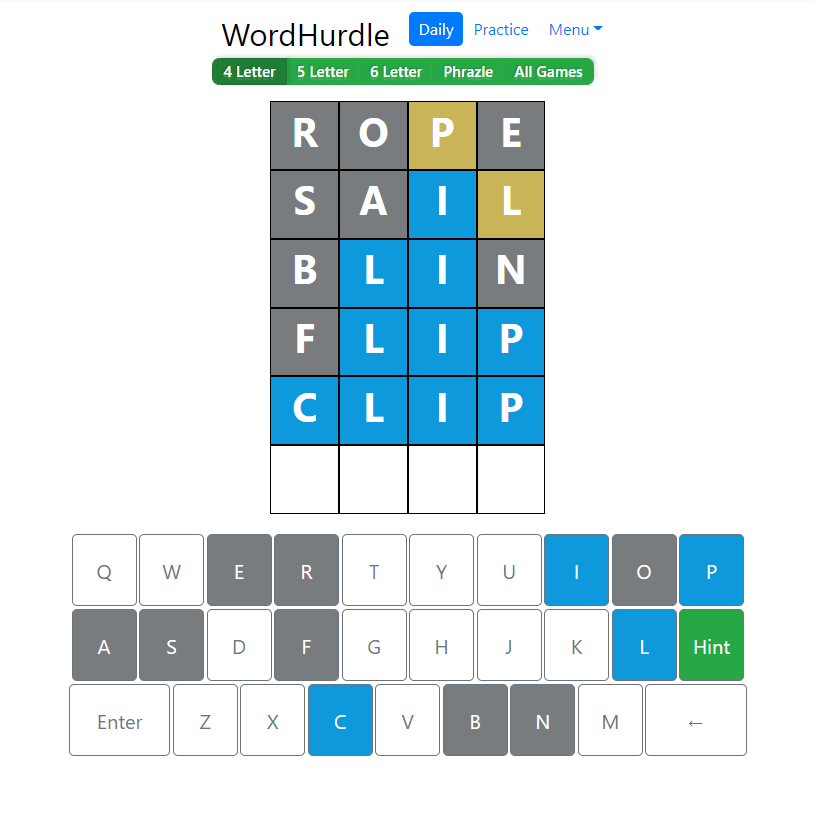 Morning Word Hurdle Answer of June 27, 2022, 4-Letter Word 