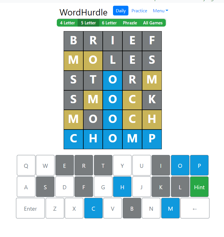 Evening Word Hurdle Answer of June 28, 2022, 5-letter word 