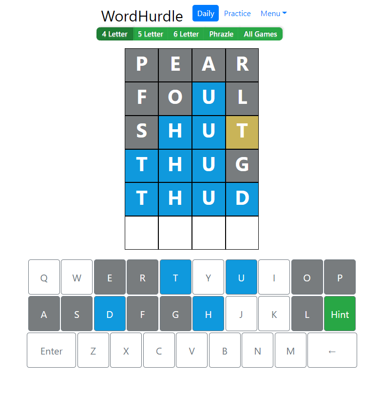 Morning Word Hurdle Answer of June 29, 2022, 4-Letter Word 