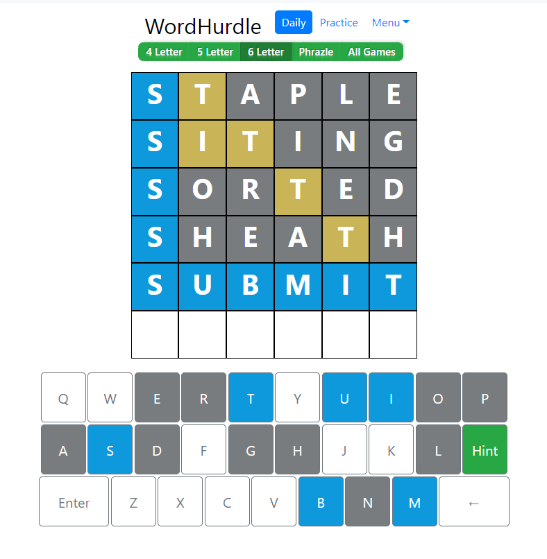 Evening Word Hurdle Answer of June 29, 2022, 6-letter word