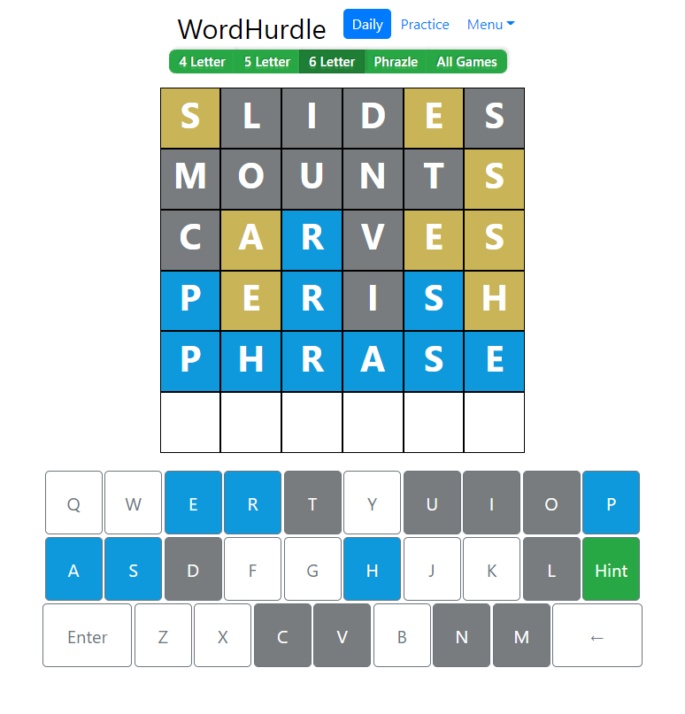 Evening Word Hurdle Answer of June 30, 2022, 6-letter word
