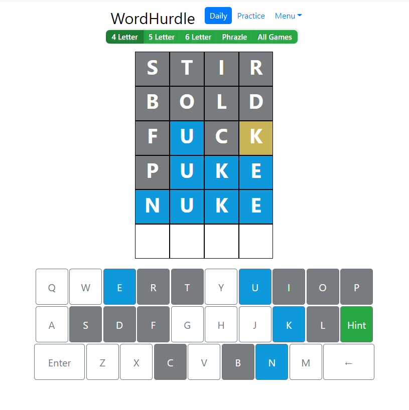 Evening Word Hurdle Answer of June 25, 2022, 4-letter word 