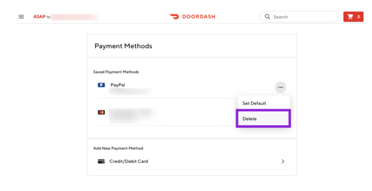How to Delete DoorDash Credit Card