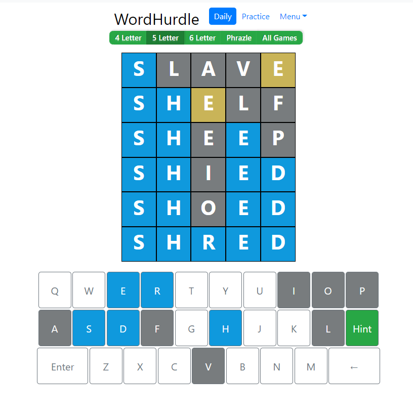 Evening Word Hurdle Answer of June 21, 2022, 5-letter word 