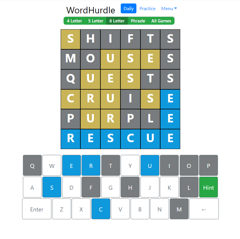 Evening Word Hurdle Answer of June 21, 2022, 6-letter word 