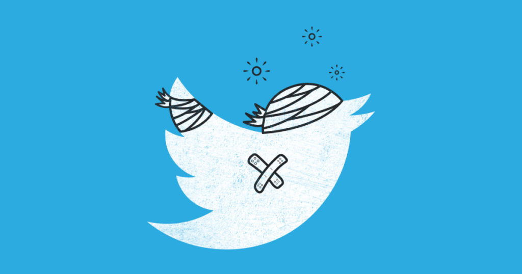 Twitter bird injured logo ; Is Twitter down