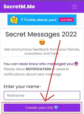create your secret message link