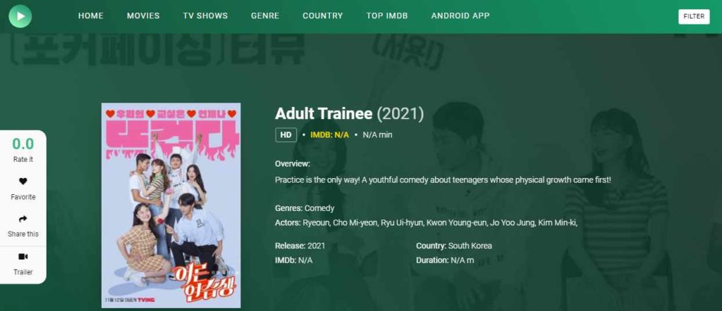 Where to Watch Adult Trainee For Free other than TVING in 2022