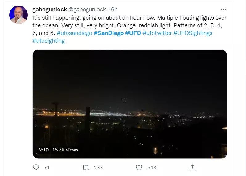 UFO Found in San Diego on 27 June | What are People Reacting on Twitter
