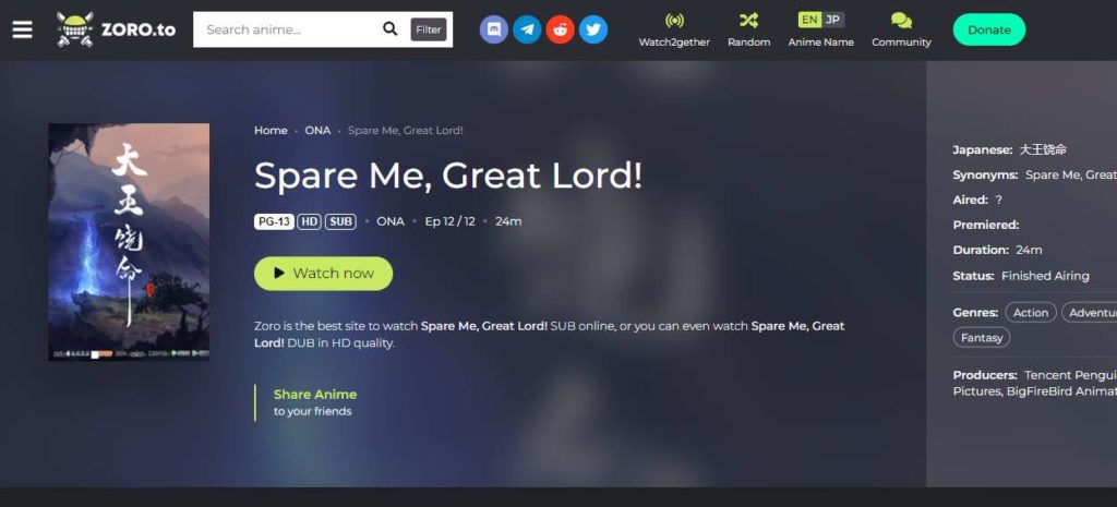 Where to Watch Spare Me Great Lord Anime For Free With English Subtitles