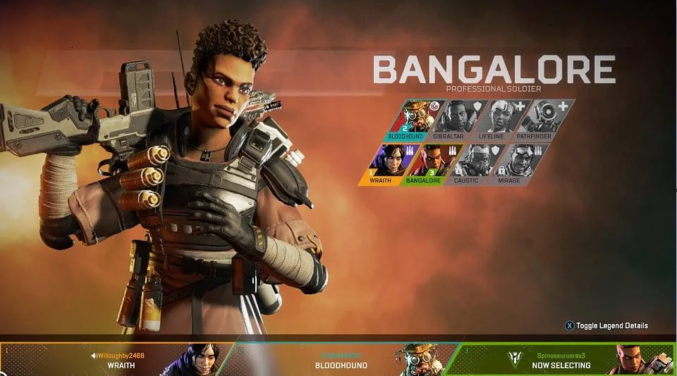 All Apex Legends Characters updated list - All Apex Legends Characters names: Banglore